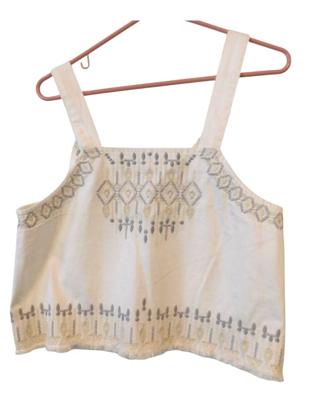 NWT BLANKNYC Sz M Cream Embroidered Crop Top Boho Sleeveless Tank Festival Chic